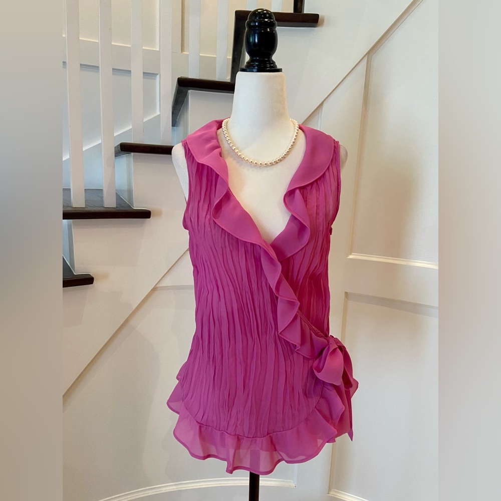 Feminine Pink Ruffle Blouse